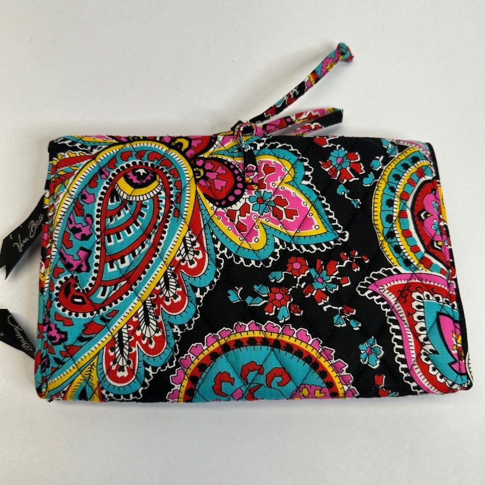 Vera Bradley Cosmetic Makeup/Accessories Black Blue Pink Red Folding Tie Pouch - Picture 6 of 15